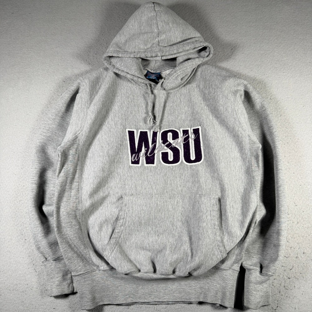 MV Sport Pro-Weave WSU Wildcats Hoodie Mens Medium Grey Heavyweight Sweatshirt‎